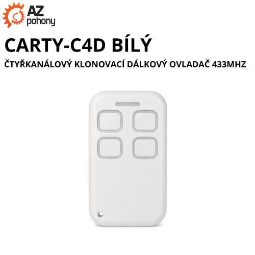 CARTY-C4D BÍLÝ - čtyřkanálový klonovací dálkový ovladač 433MHz